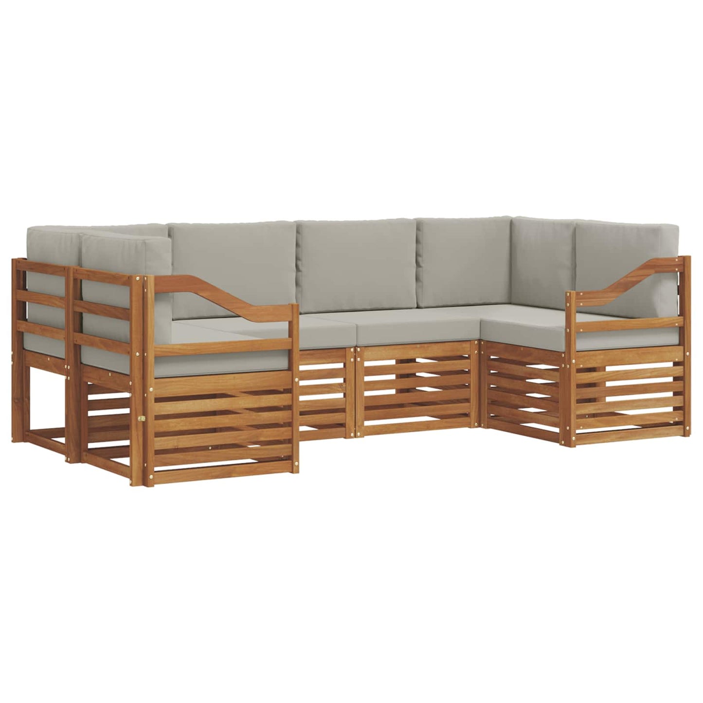vidaXL Σαλονάκι Γωνιακού Καναπέ 6 pcs Φυσικό και Ανοιχτό Γκρι