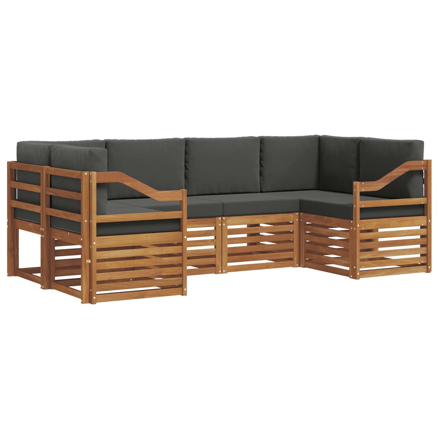 vidaXL Σαλονάκι Γωνιακού Καναπέ με μαξιλάρι 6 pcs Φυσικό και Ανθρακί