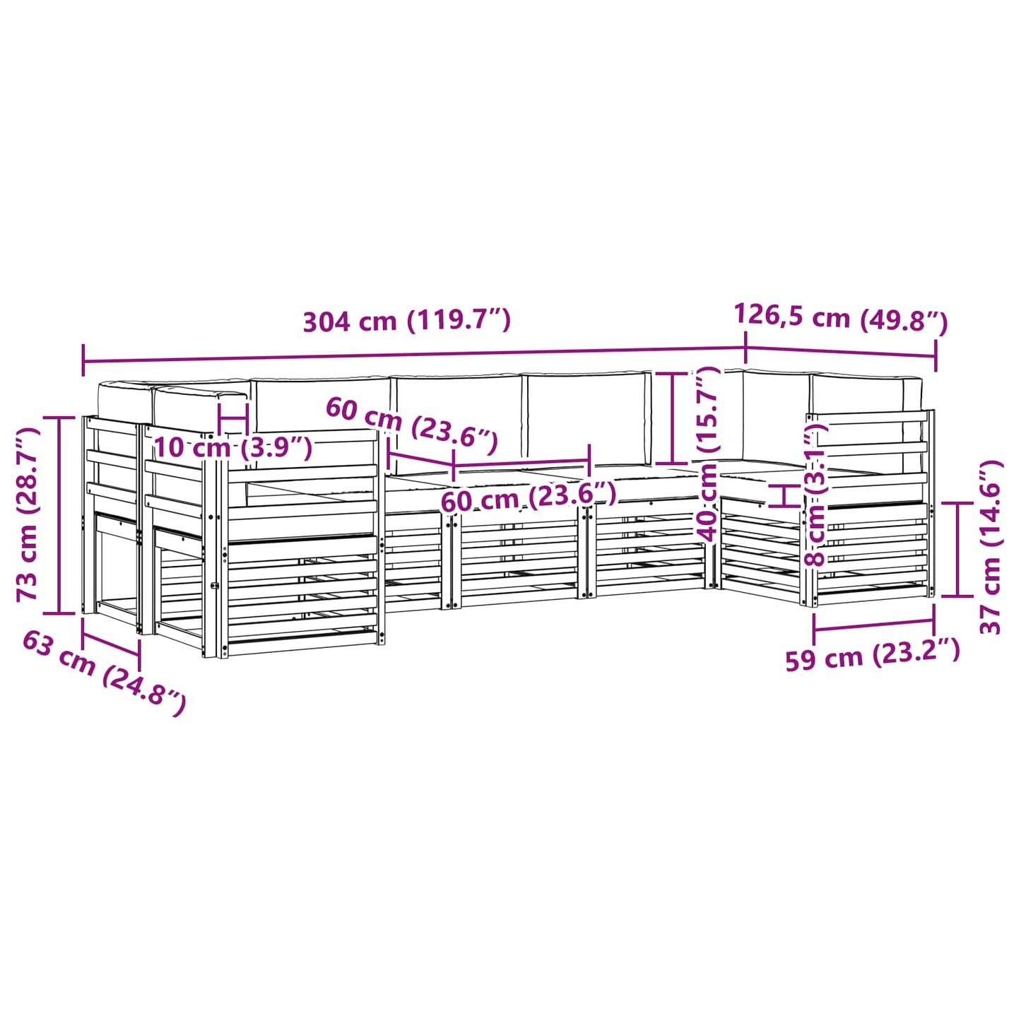 vidaXL Σαλονάκι Γωνιακού Καναπέ με μαξιλάρι 7 pcs Φυσικό και Μπεζ