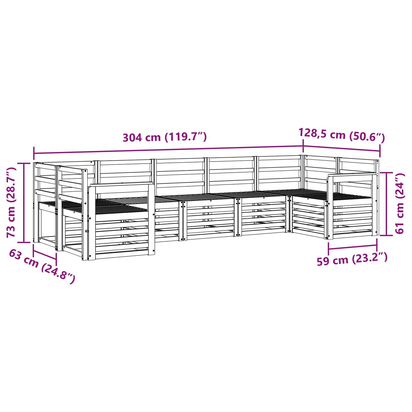 vidaXL Σαλονάκι Γωνιακού Καναπέ 7 pcs Φυσικό