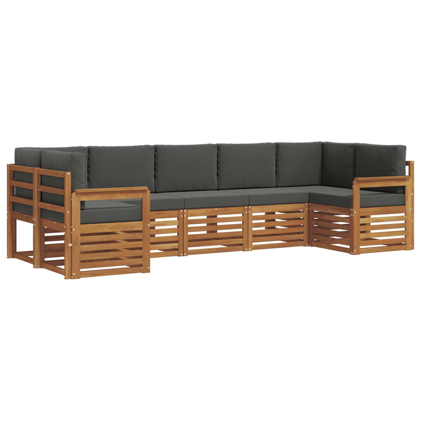 vidaXL Σαλονάκι Γωνιακού Καναπέ με μαξιλάρι 7 pcs Φυσικό και Ανθρακί