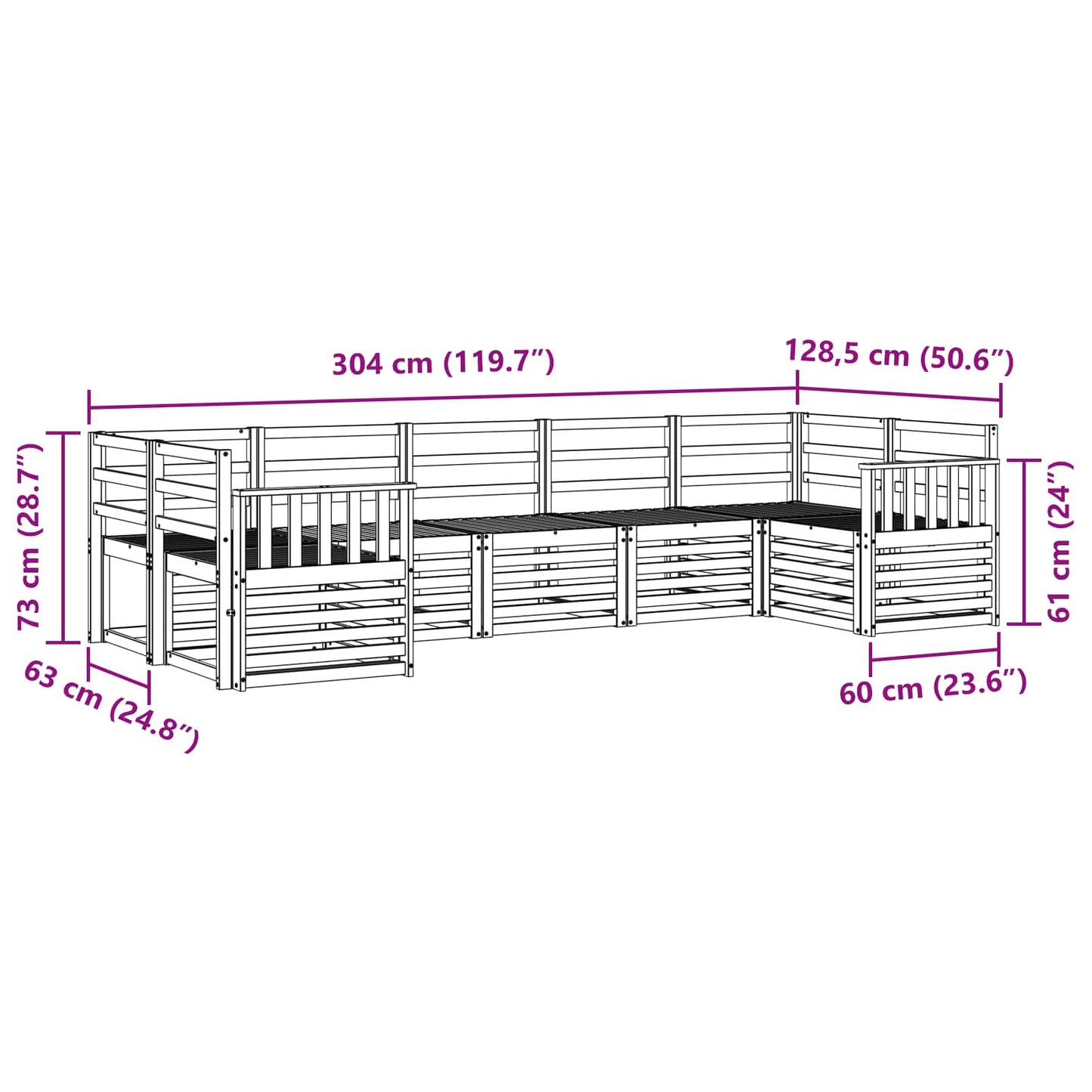 vidaXL Σαλονάκι Γωνιακού Καναπέ 7 pcs Φυσικό