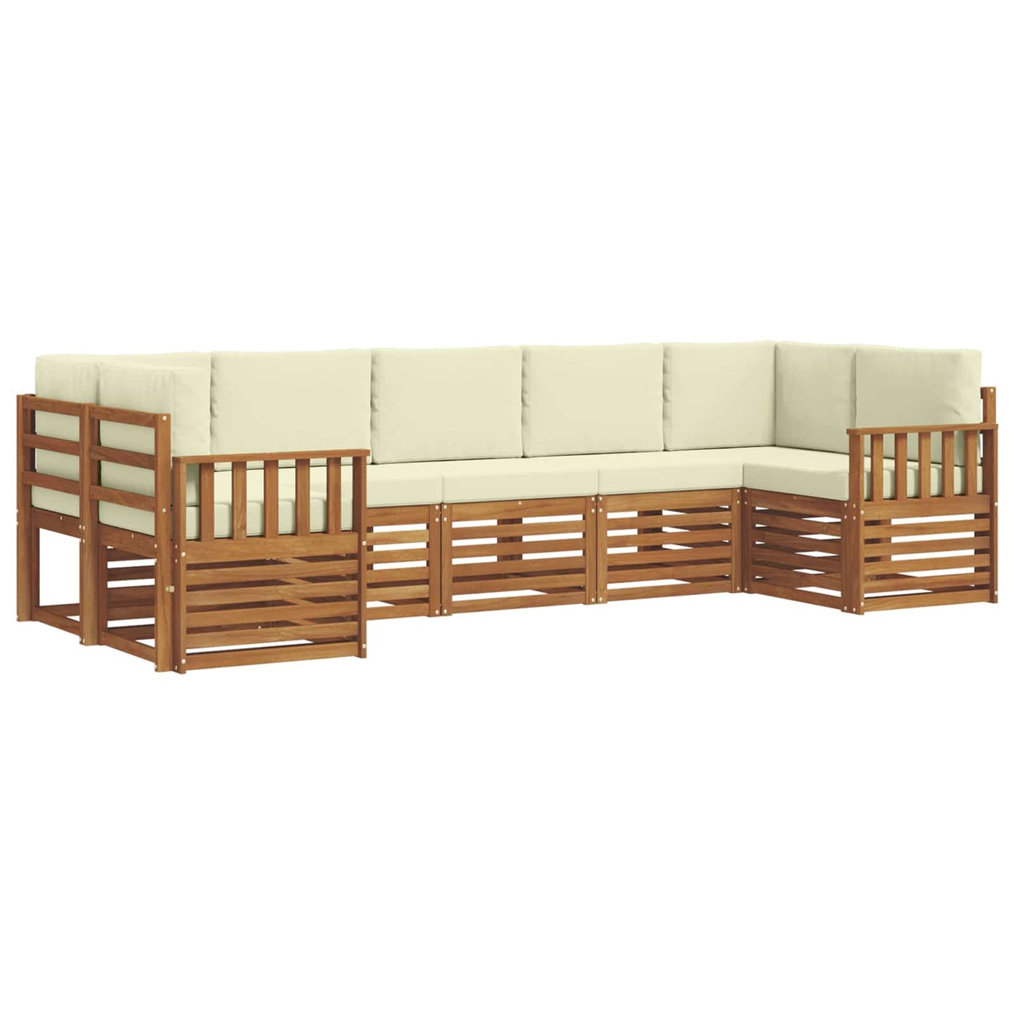 vidaXL Σαλονάκι Γωνιακού Καναπέ με μαξιλάρι 7 pcs Φυσικό και Κρέμα