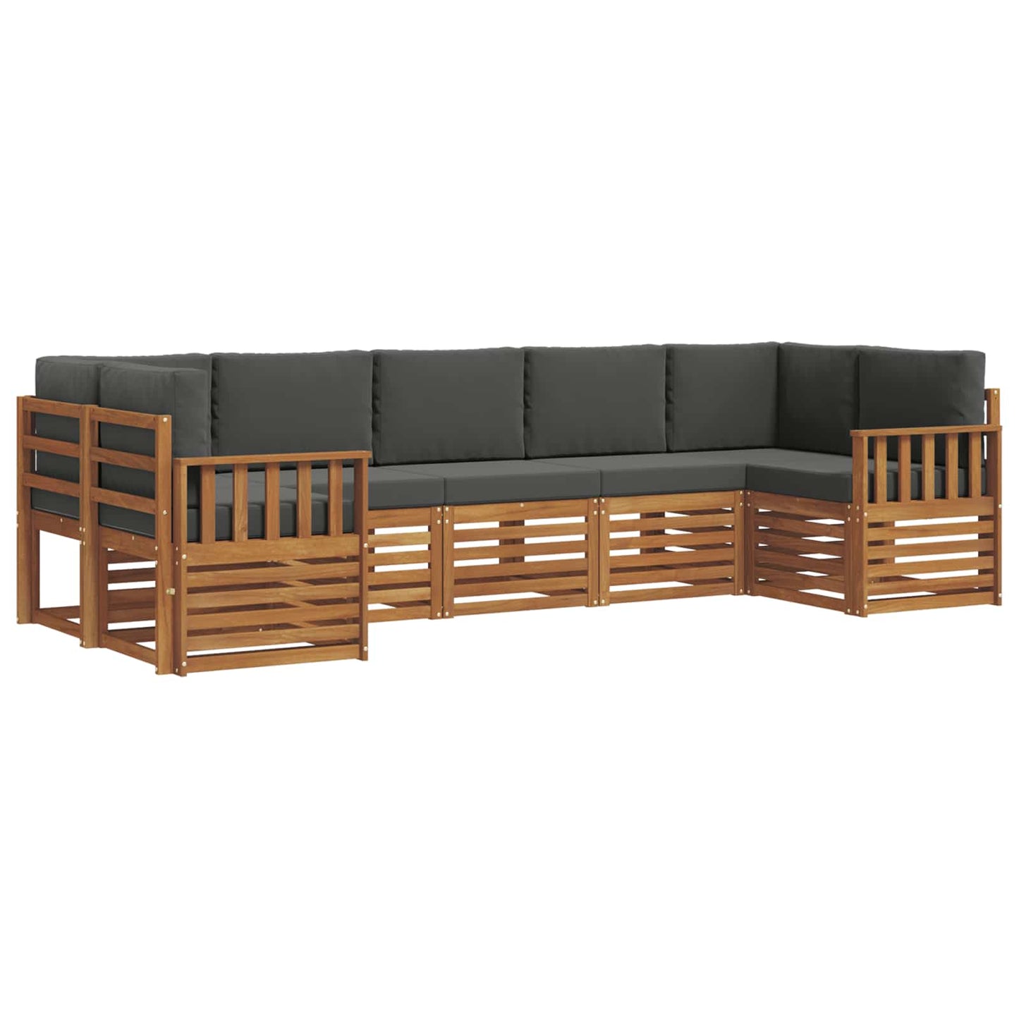 vidaXL Σαλονάκι Γωνιακού Καναπέ με μαξιλάρι 7 pcs Φυσικό και Ανθρακί