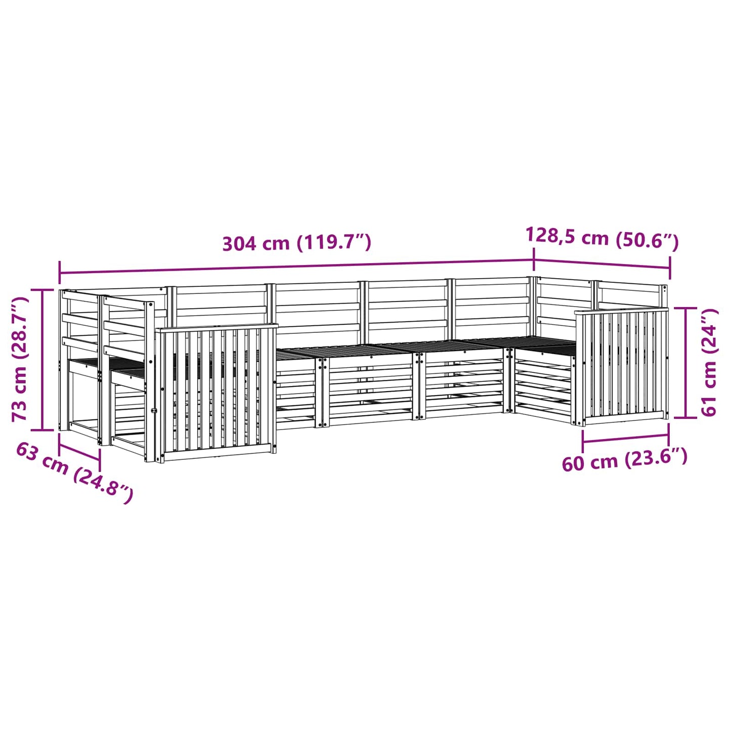 vidaXL Σαλονάκι Γωνιακού Καναπέ 7 pcs Φυσικό