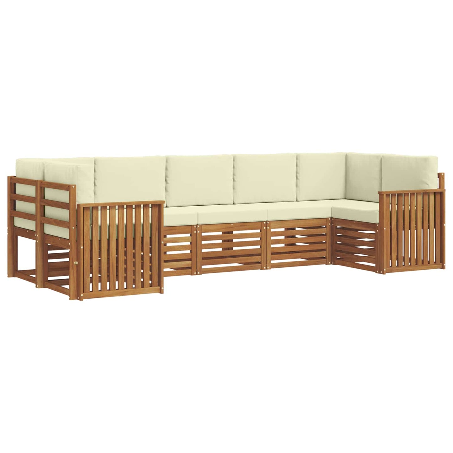vidaXL Σαλονάκι Γωνιακού Καναπέ με μαξιλάρι 7 pcs Φυσικό και Κρέμα