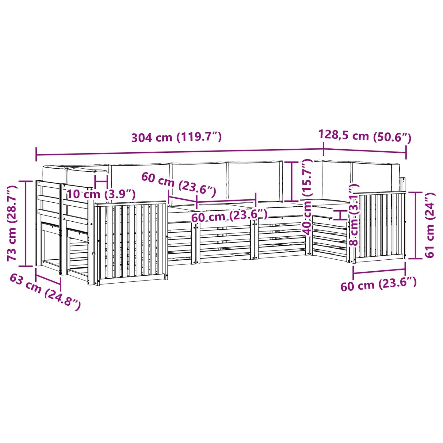 vidaXL Σαλονάκι Γωνιακού Καναπέ με μαξιλάρι 7 pcs Φυσικό και Κρέμα