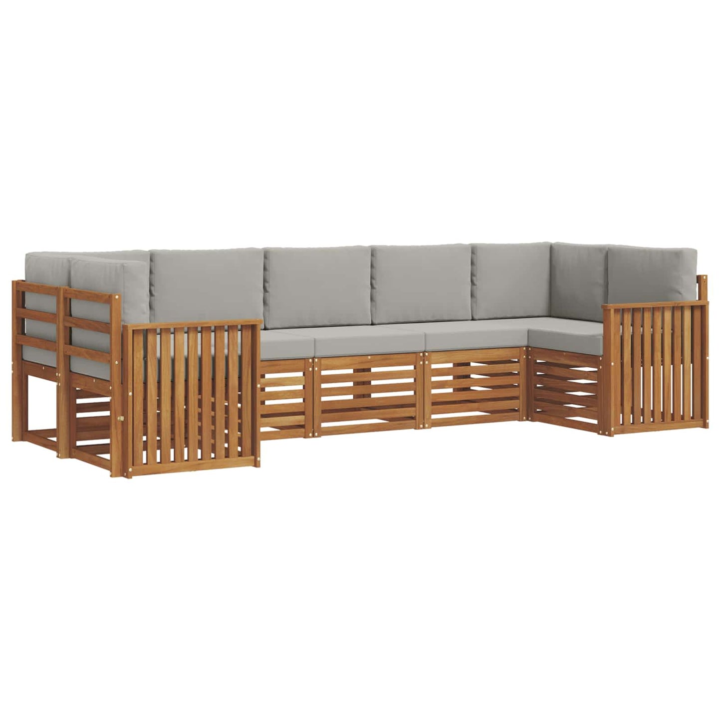 vidaXL Σαλονάκι Γωνιακού Καναπέ 7 pcs Φυσικό και Ανοιχτό Γκρι
