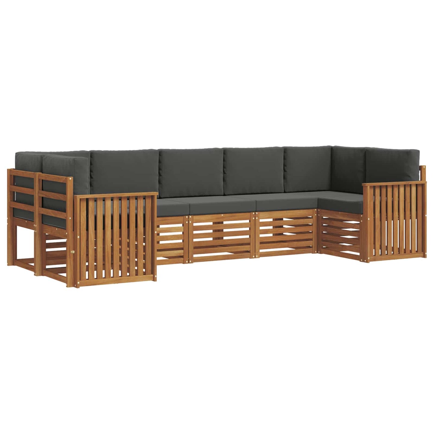 vidaXL Σαλονάκι Γωνιακού Καναπέ με μαξιλάρι 7 pcs Φυσικό και Ανθρακί