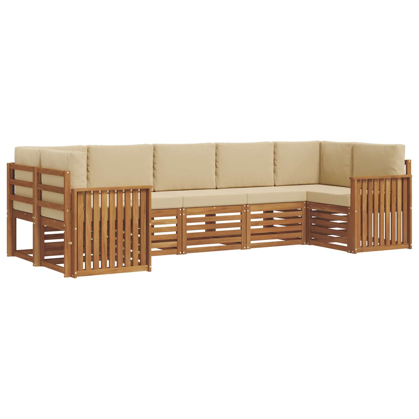 vidaXL Σαλονάκι Γωνιακού Καναπέ με μαξιλάρι 7 pcs Φυσικό και Μπεζ