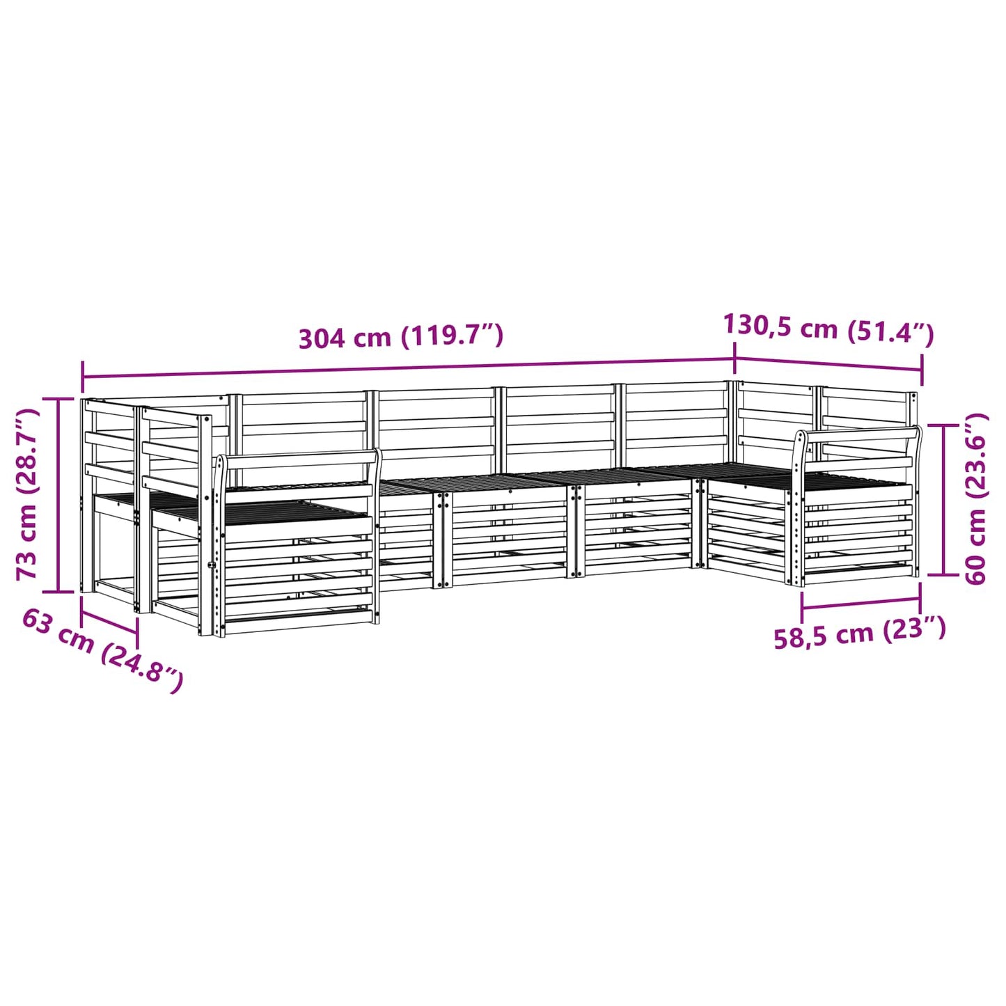 vidaXL Σαλονάκι Γωνιακού Καναπέ 7 pcs Φυσικό
