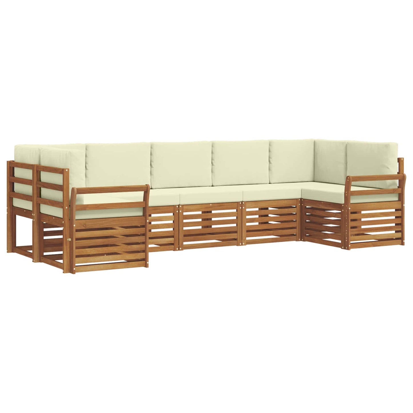 vidaXL Σαλονάκι Γωνιακού Καναπέ με μαξιλάρι 7 pcs Φυσικό και Κρέμα