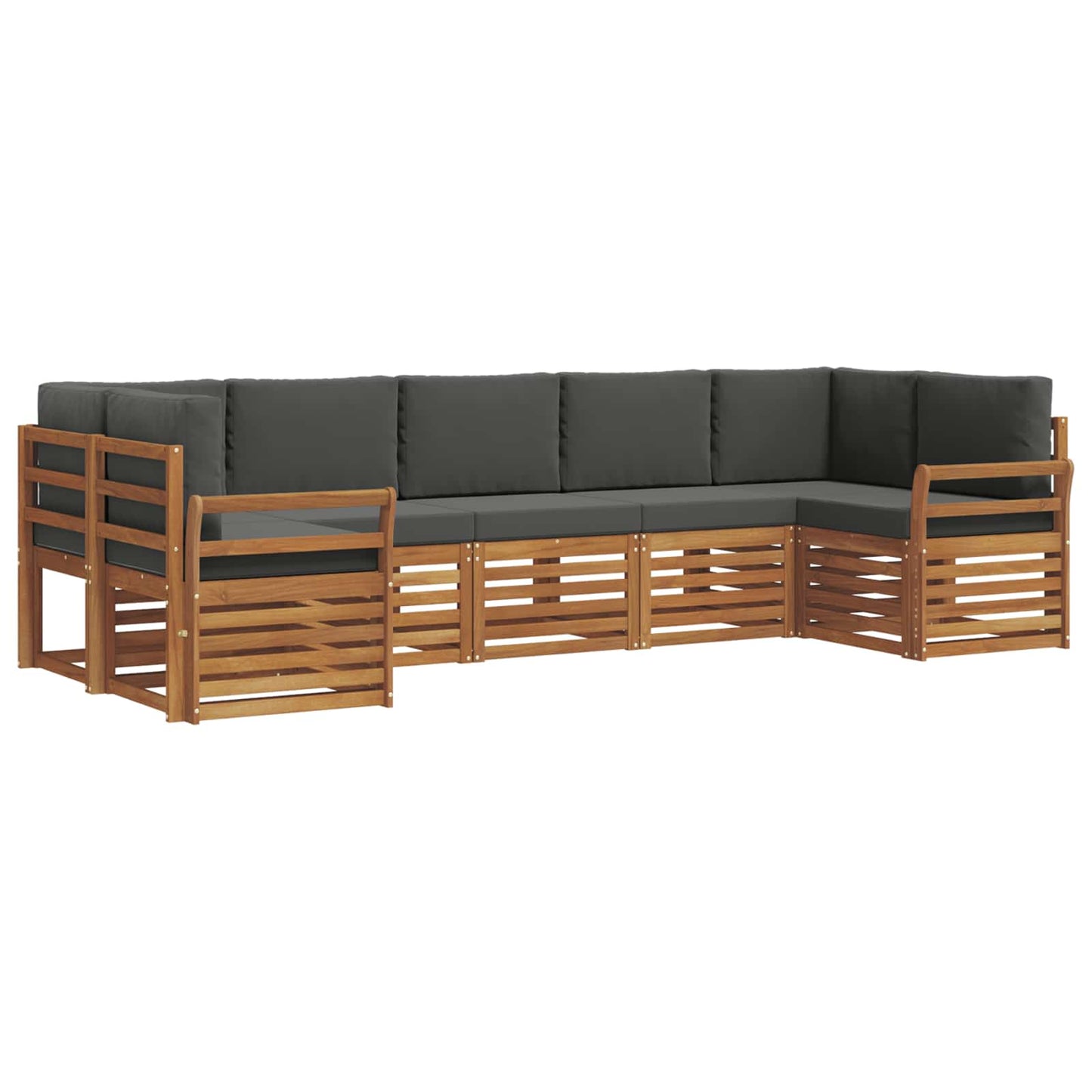 vidaXL Σαλονάκι Γωνιακού Καναπέ με μαξιλάρι 7 pcs Φυσικό και Ανθρακί