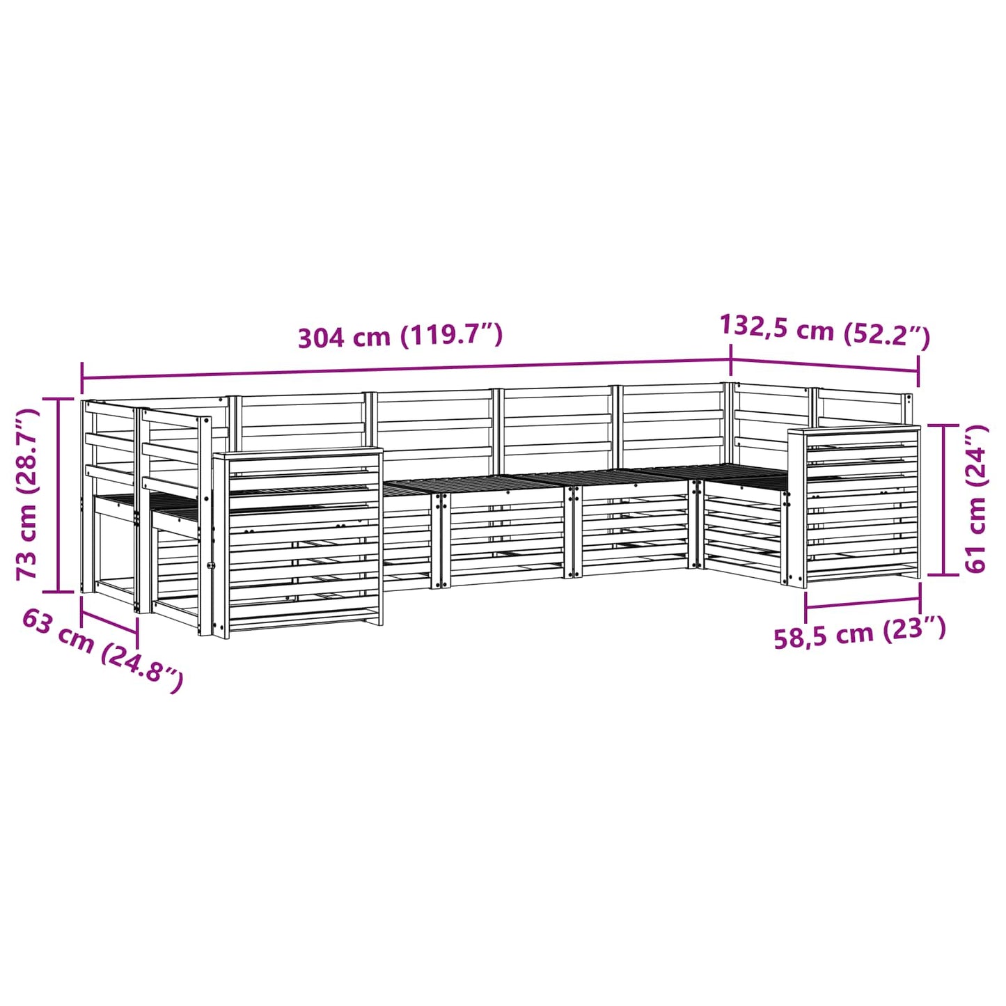 vidaXL Σαλονάκι Γωνιακού Καναπέ 7 pcs Φυσικό