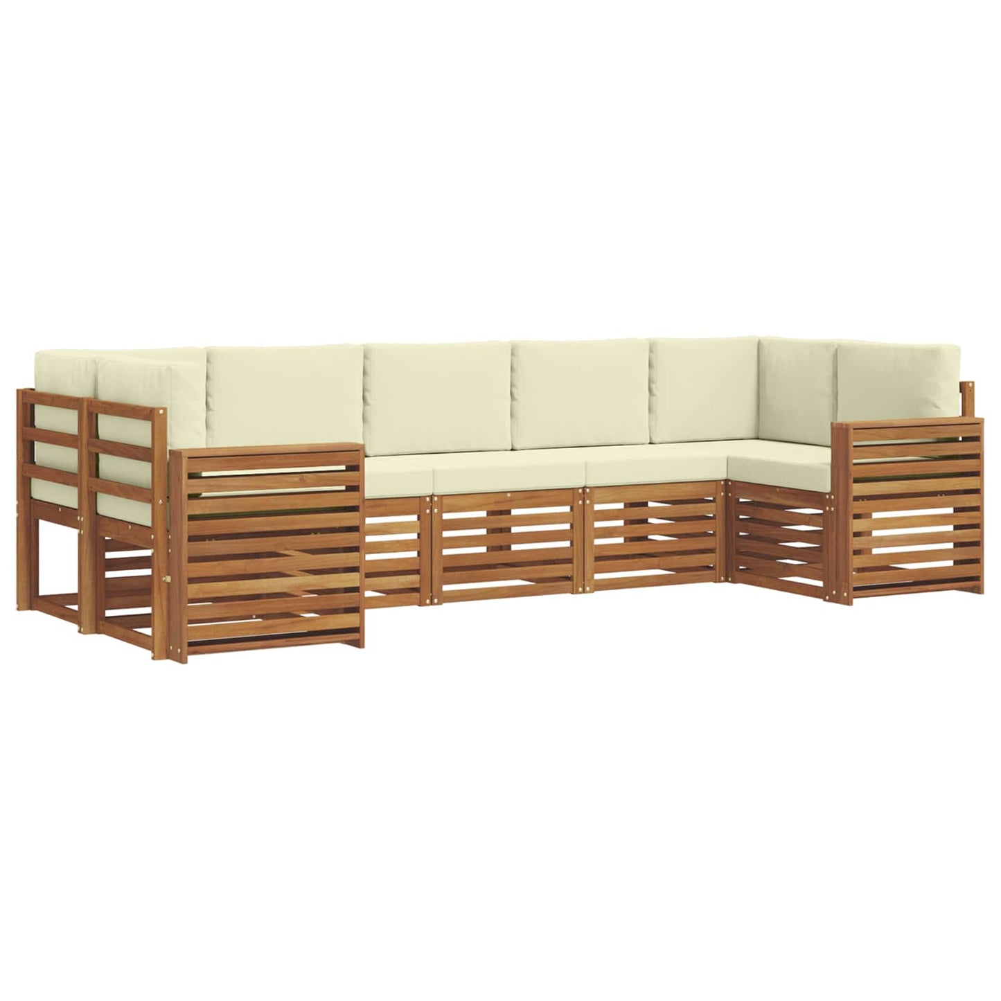vidaXL Σαλονάκι Γωνιακού Καναπέ με μαξιλάρι 7 pcs Φυσικό και Κρέμα