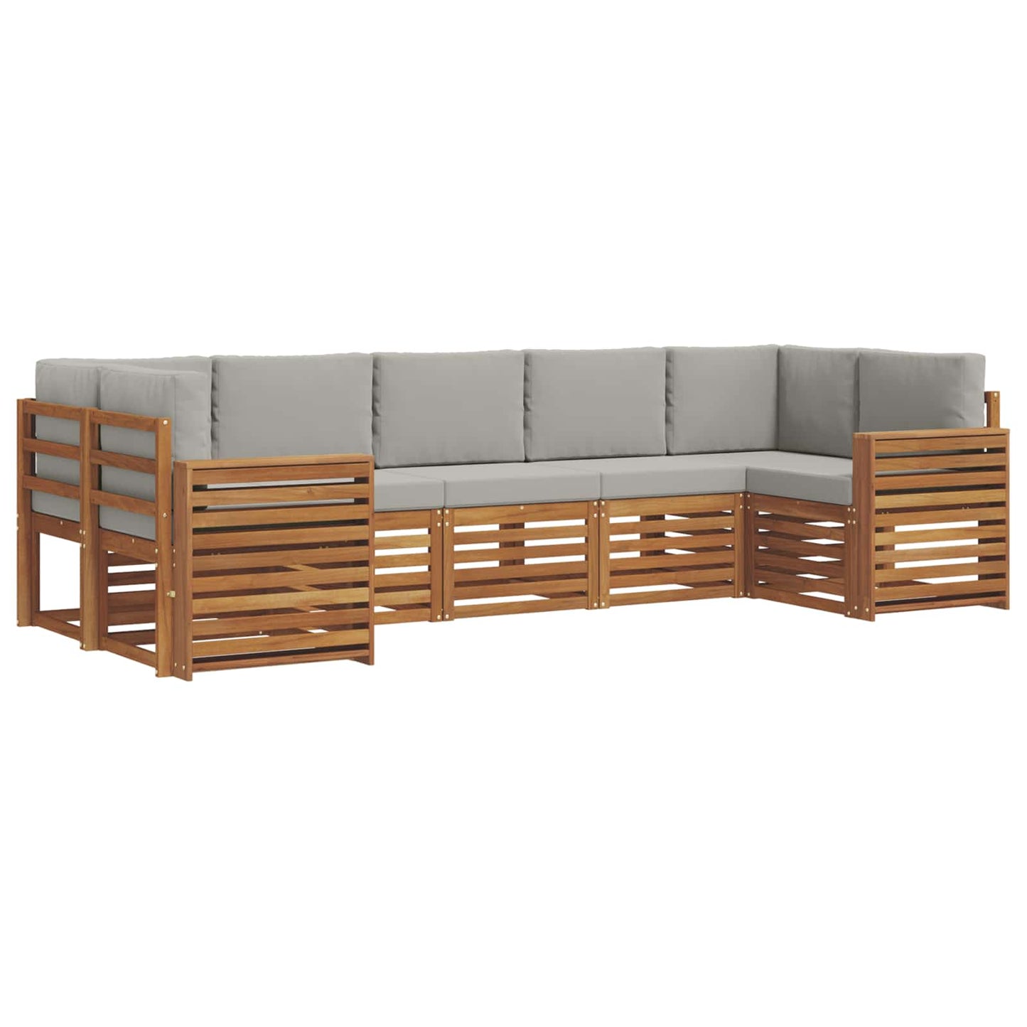 vidaXL Σαλονάκι Γωνιακού Καναπέ 7 pcs Φυσικό και Ανοιχτό Γκρι