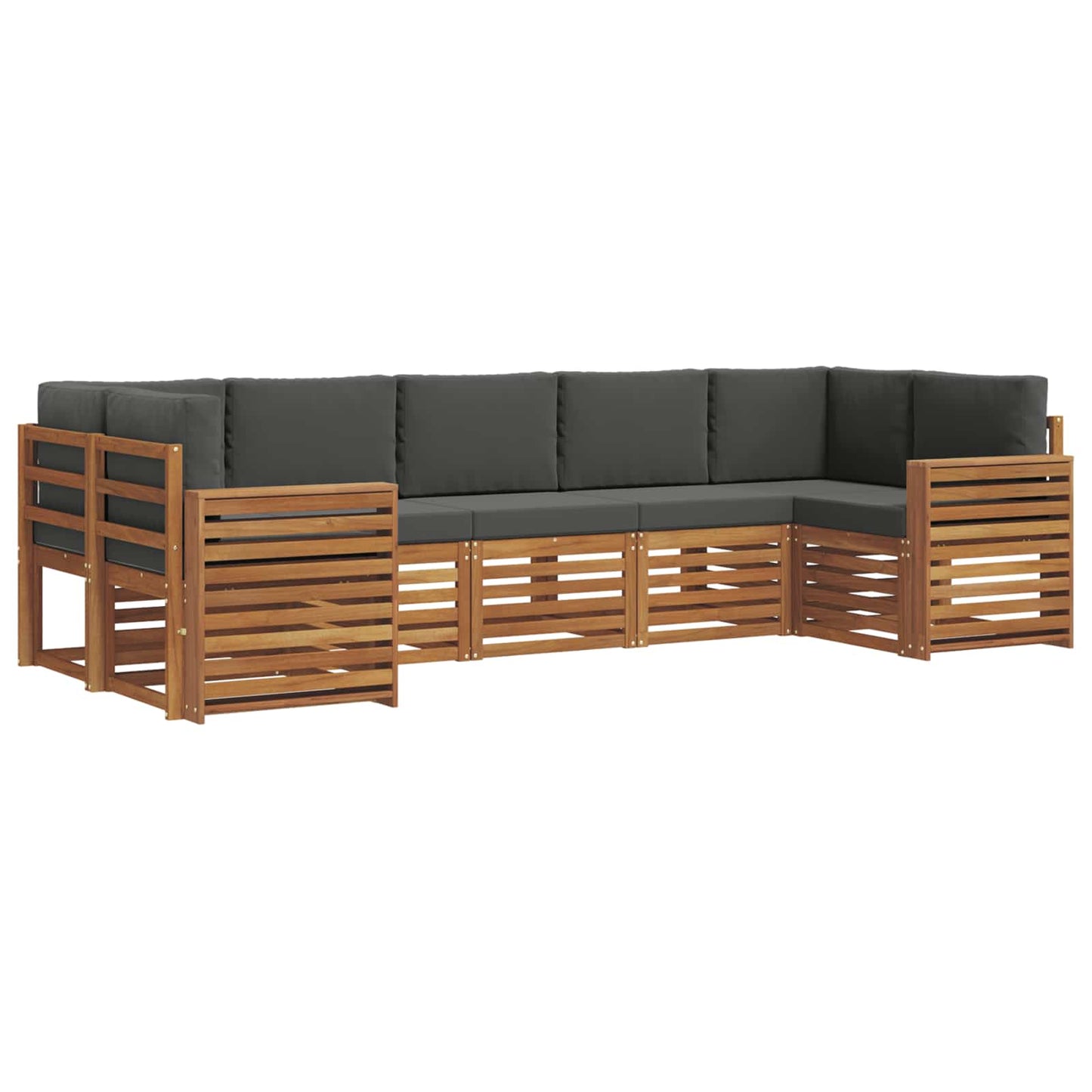 vidaXL Σαλονάκι Γωνιακού Καναπέ με μαξιλάρι 7 pcs Φυσικό και Ανθρακί