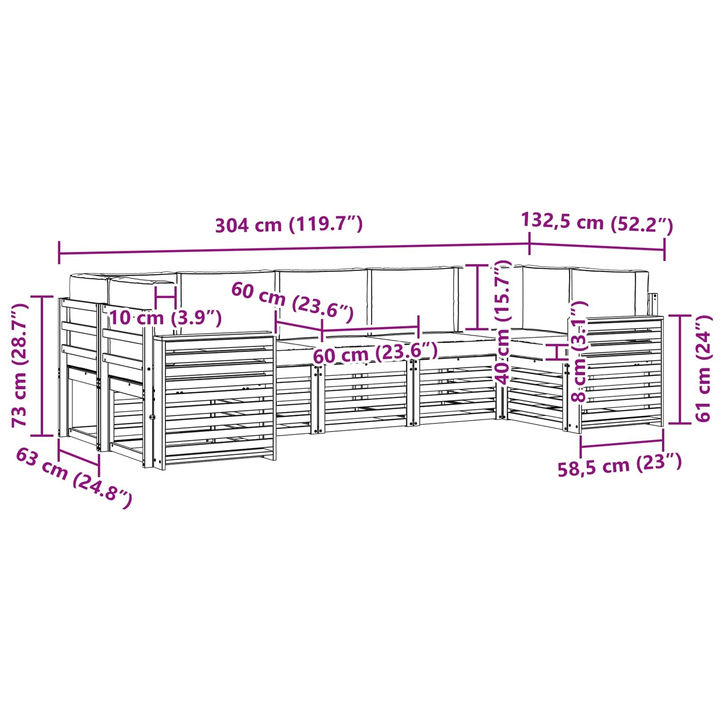 vidaXL Σαλονάκι Γωνιακού Καναπέ με μαξιλάρι 7 pcs Φυσικό και Μπεζ