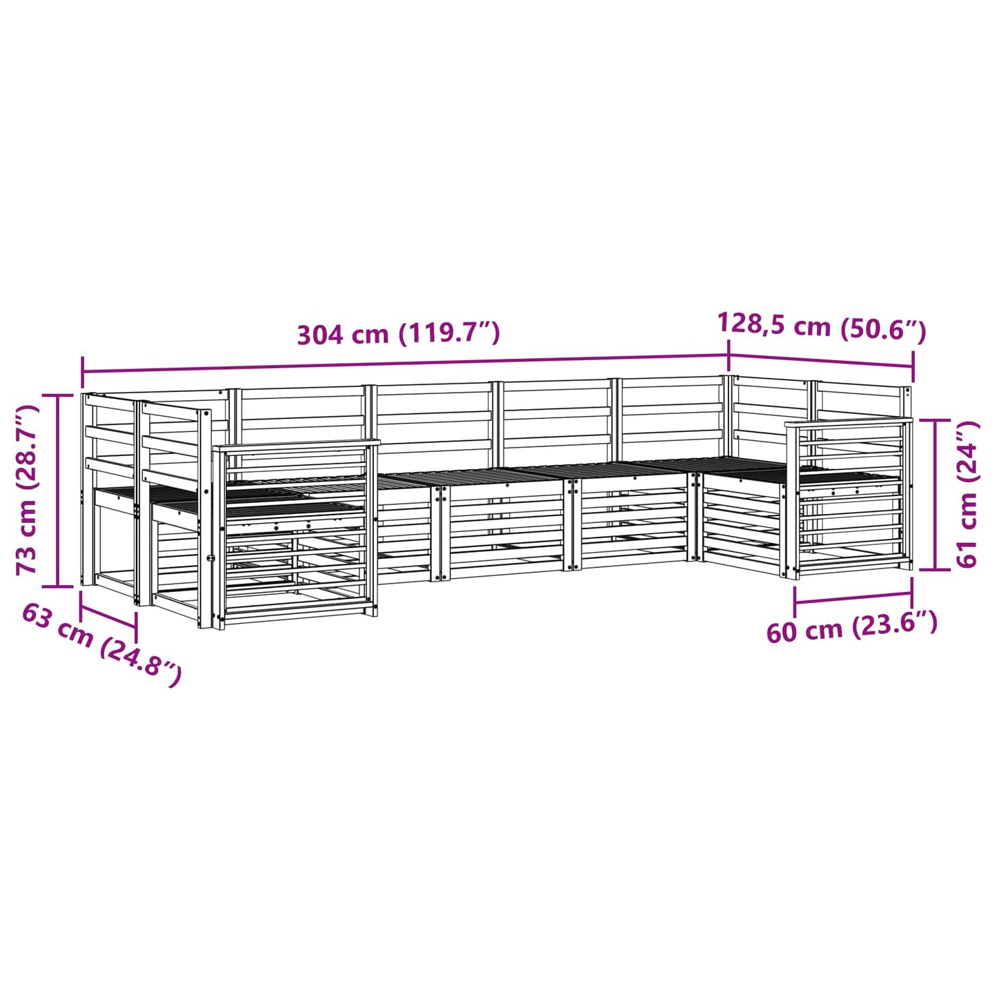 vidaXL Σαλονάκι Γωνιακού Καναπέ 7 pcs Φυσικό
