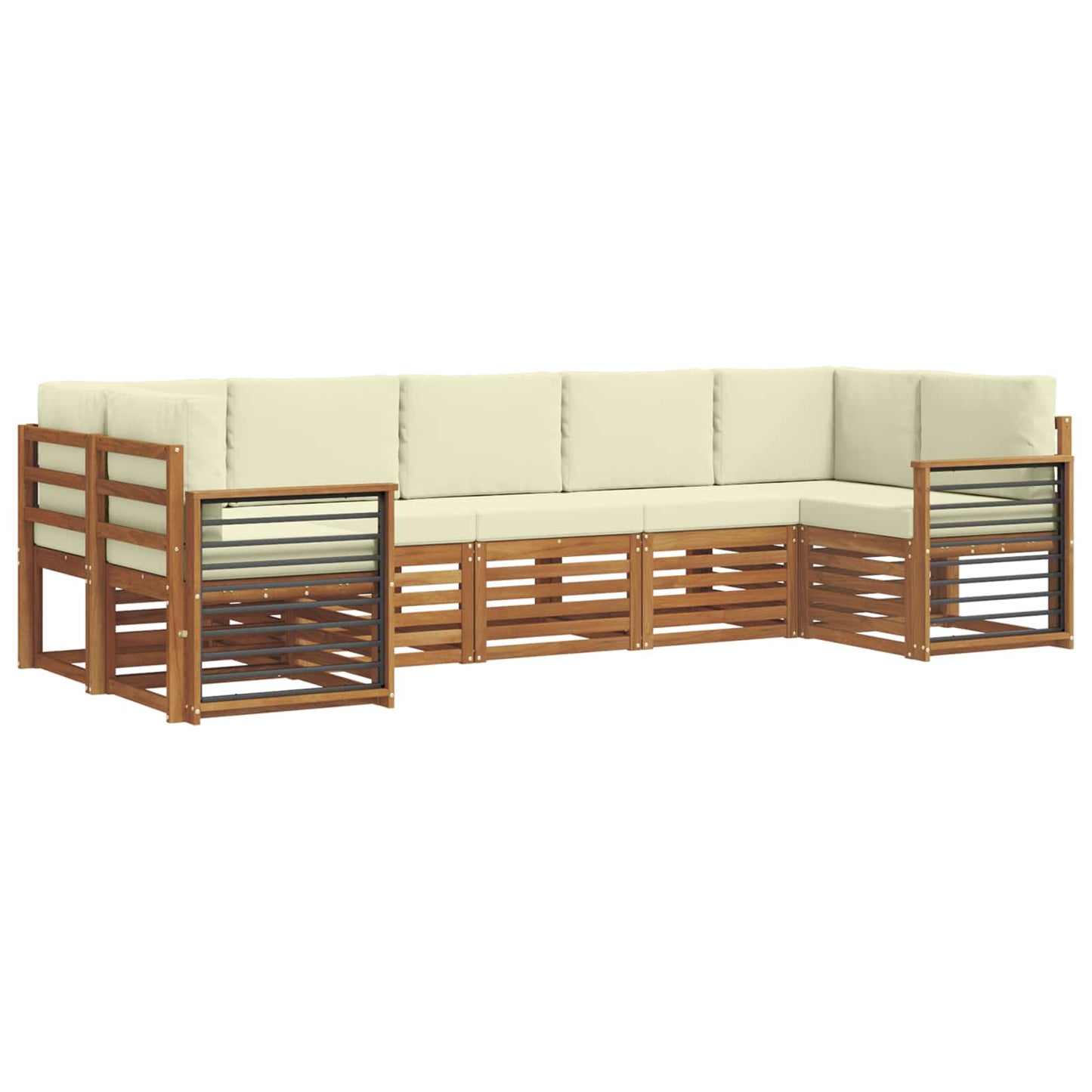 vidaXL Σαλονάκι Γωνιακού Καναπέ με μαξιλάρι 7 pcs Φυσικό και Κρέμα