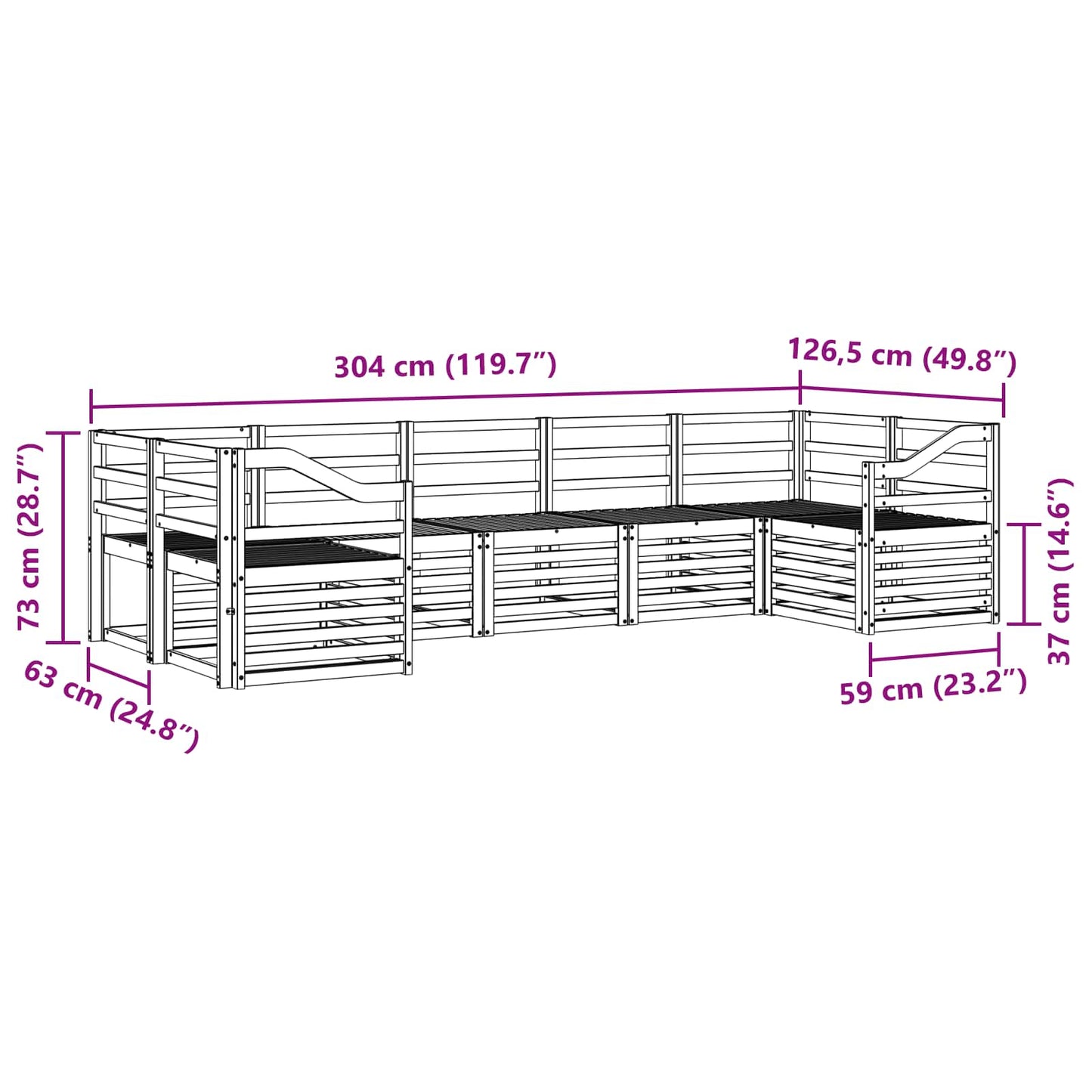 vidaXL Σαλονάκι Γωνιακού Καναπέ 7 pcs Φυσικό