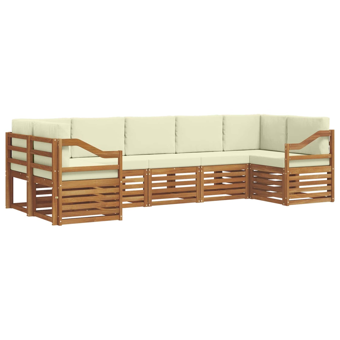 vidaXL Σαλονάκι Γωνιακού Καναπέ με μαξιλάρι 7 pcs Φυσικό και Κρέμα