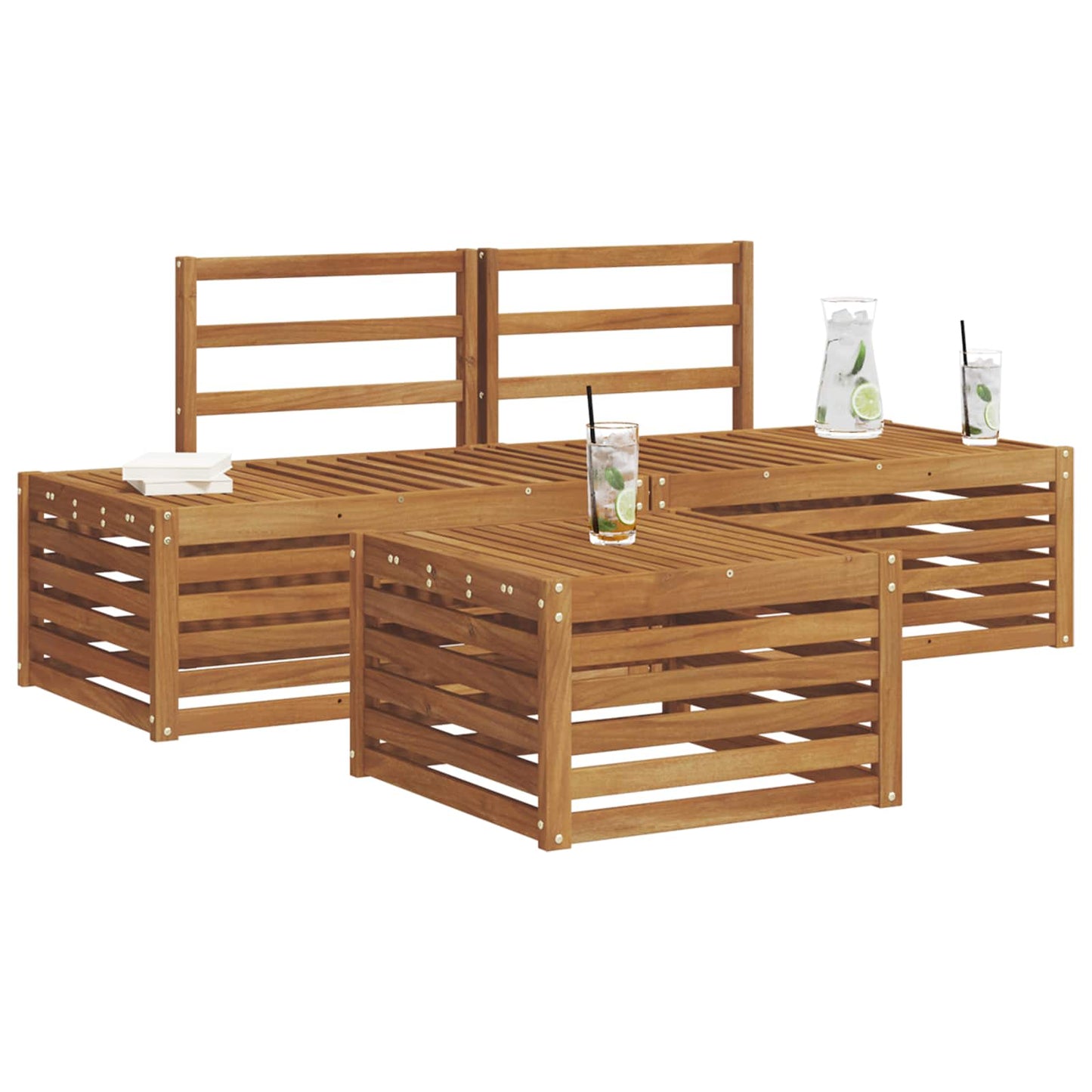 vidaXL Σειρά Καναπέ Εξωτερικού Φυσικό 59 x 59 x 37 εκ