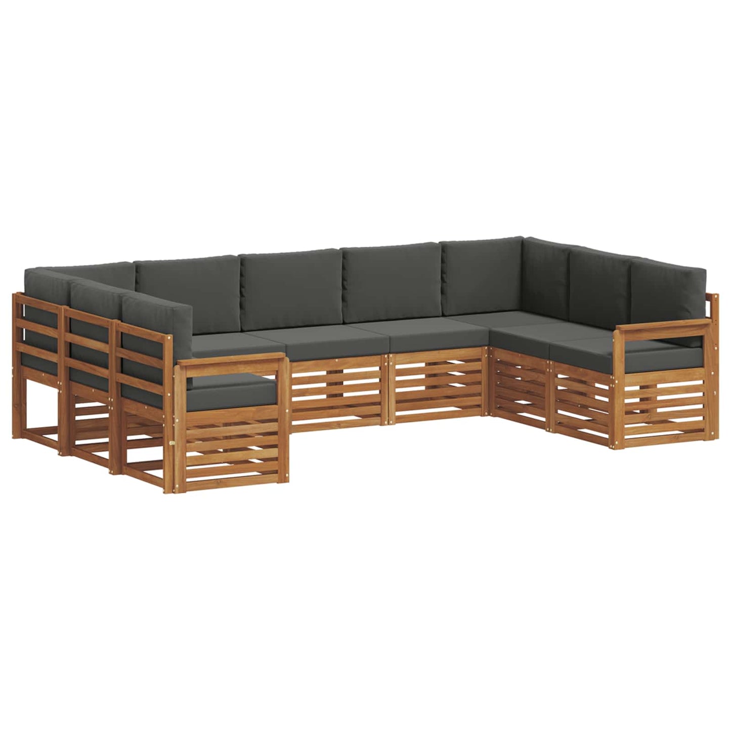 vidaXL Σαλονάκι Γωνιακού Καναπέ με μαξιλάρι 9 pcs Φυσικό και Ανθρακί