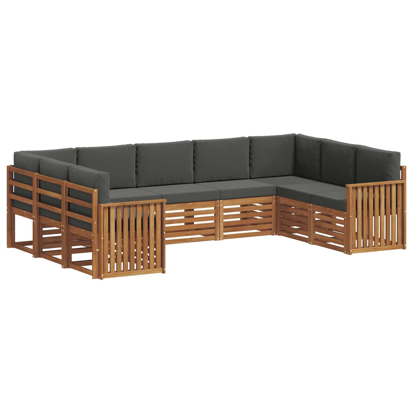 vidaXL Σαλονάκι Γωνιακού Καναπέ με μαξιλάρι 9 pcs Φυσικό και Ανθρακί