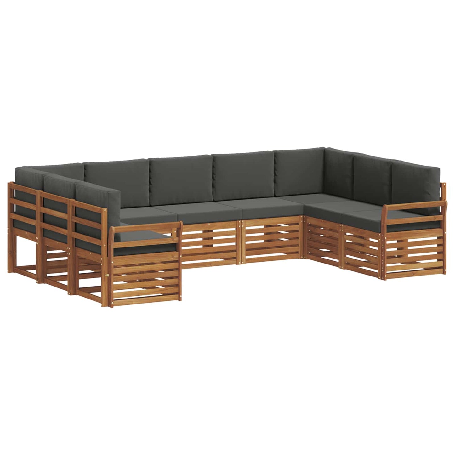 vidaXL Σαλονάκι Γωνιακού Καναπέ με μαξιλάρι 9 pcs Φυσικό και Ανθρακί