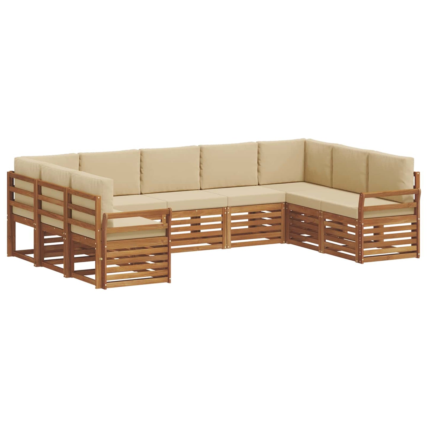 vidaXL Σαλονάκι Γωνιακού Καναπέ με μαξιλάρι 9 pcs Φυσικό και Μπεζ