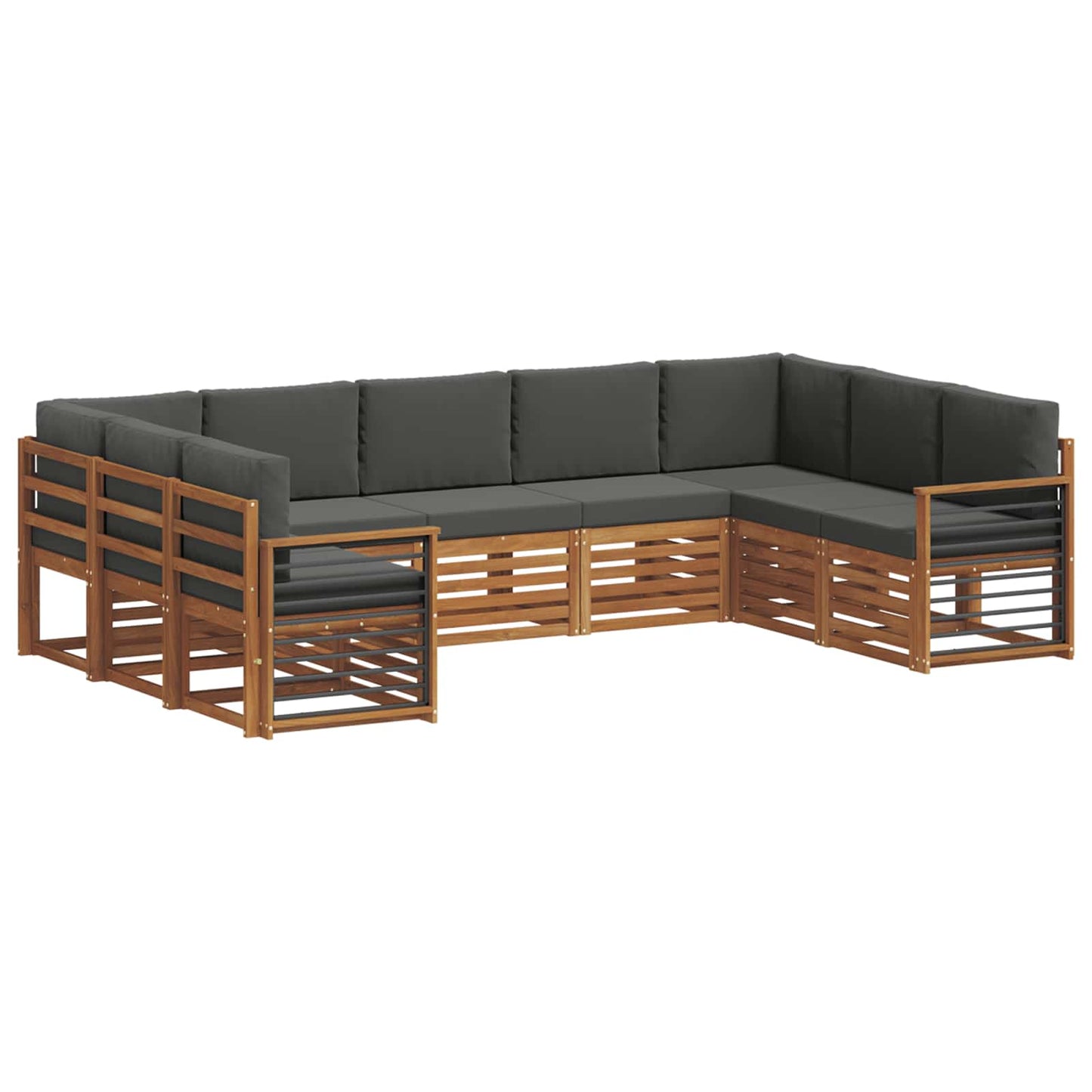 vidaXL Σαλονάκι Γωνιακού Καναπέ με μαξιλάρι 9 pcs Φυσικό και Ανθρακί