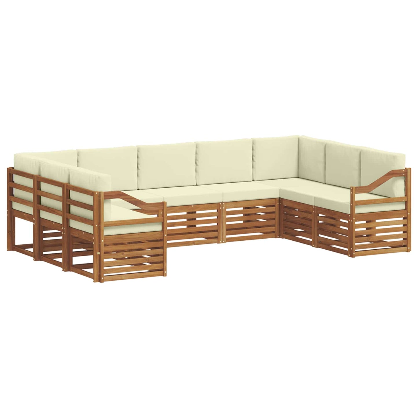 vidaXL Σαλονάκι Γωνιακού Καναπέ με μαξιλάρι 9 pcs Φυσικό και Κρέμα