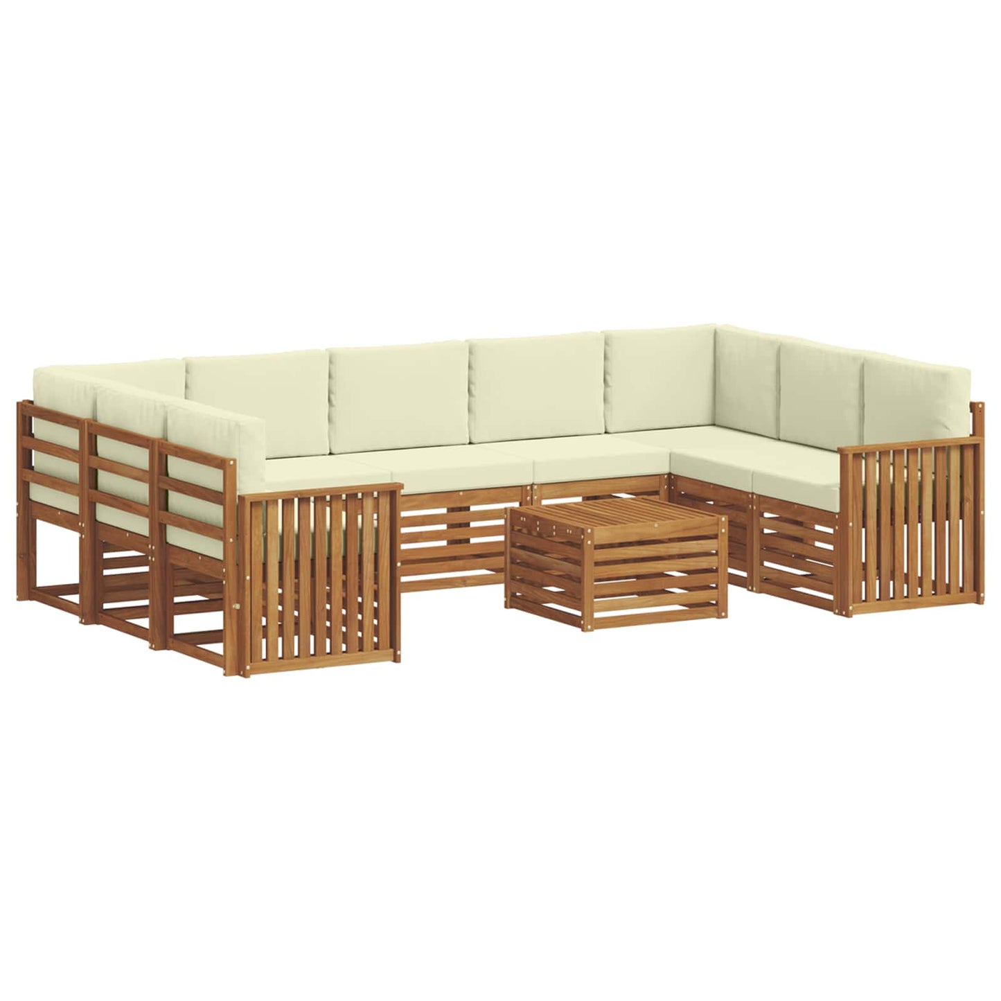 vidaXL Σετ Καναπέ 10 pcs Φυσικό και Κρέμα Στερεό Ξύλο Ακακίας