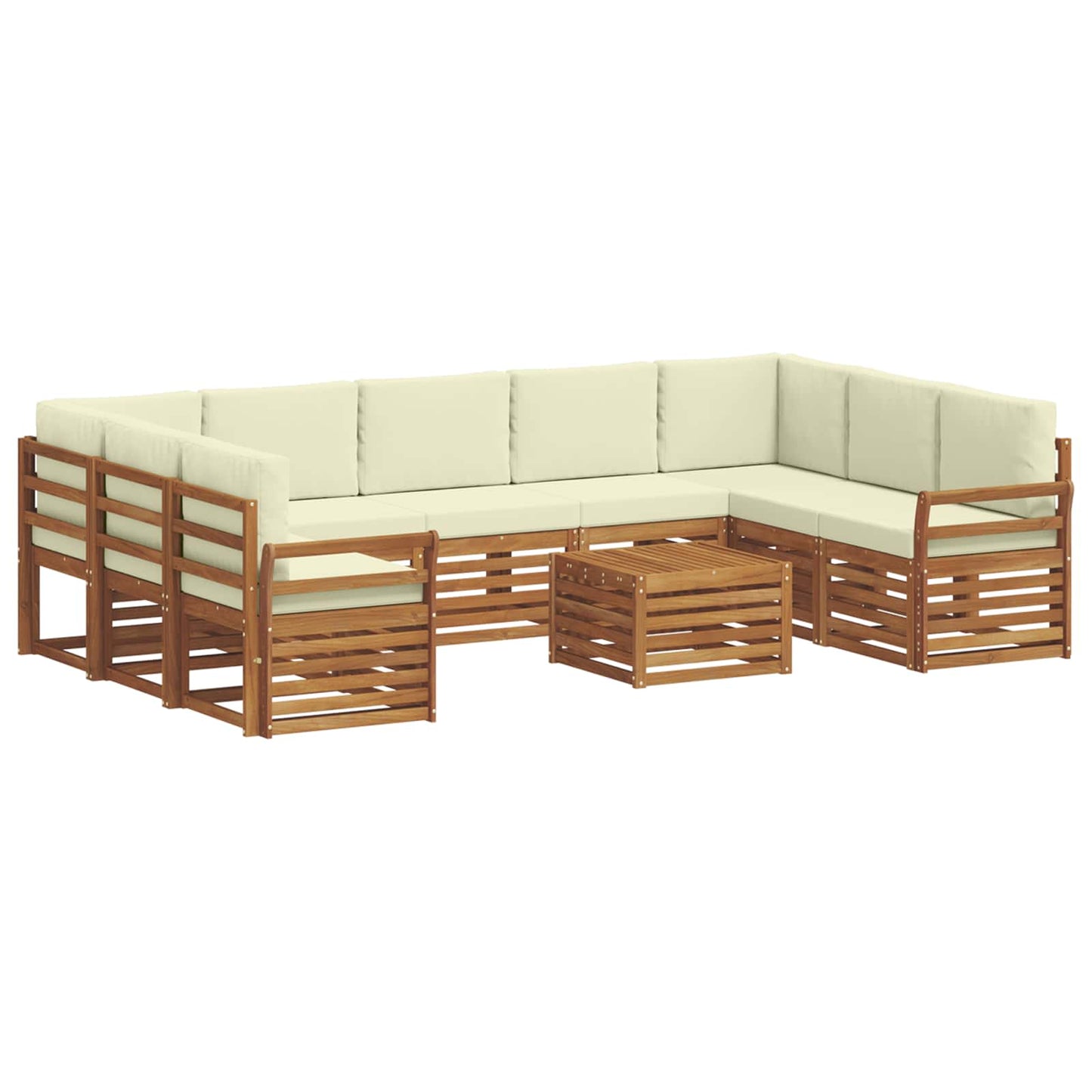 vidaXL Σετ Καναπέ 10 pcs Φυσικό και Κρέμα Στερεό Ξύλο Ακακίας