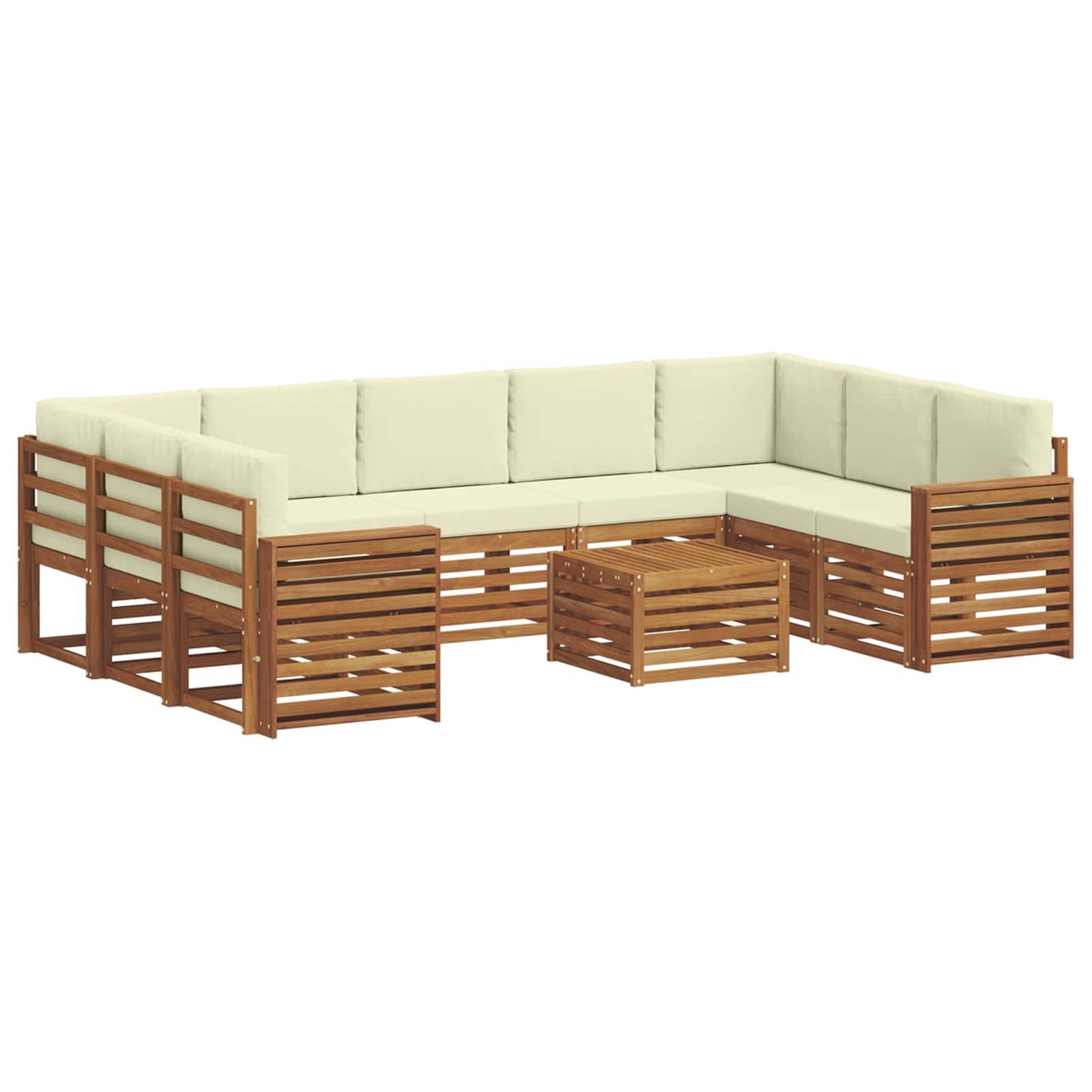 vidaXL Σετ Καναπέ 10 pcs Φυσικό και Κρέμα Στερεό Ξύλο Ακακίας