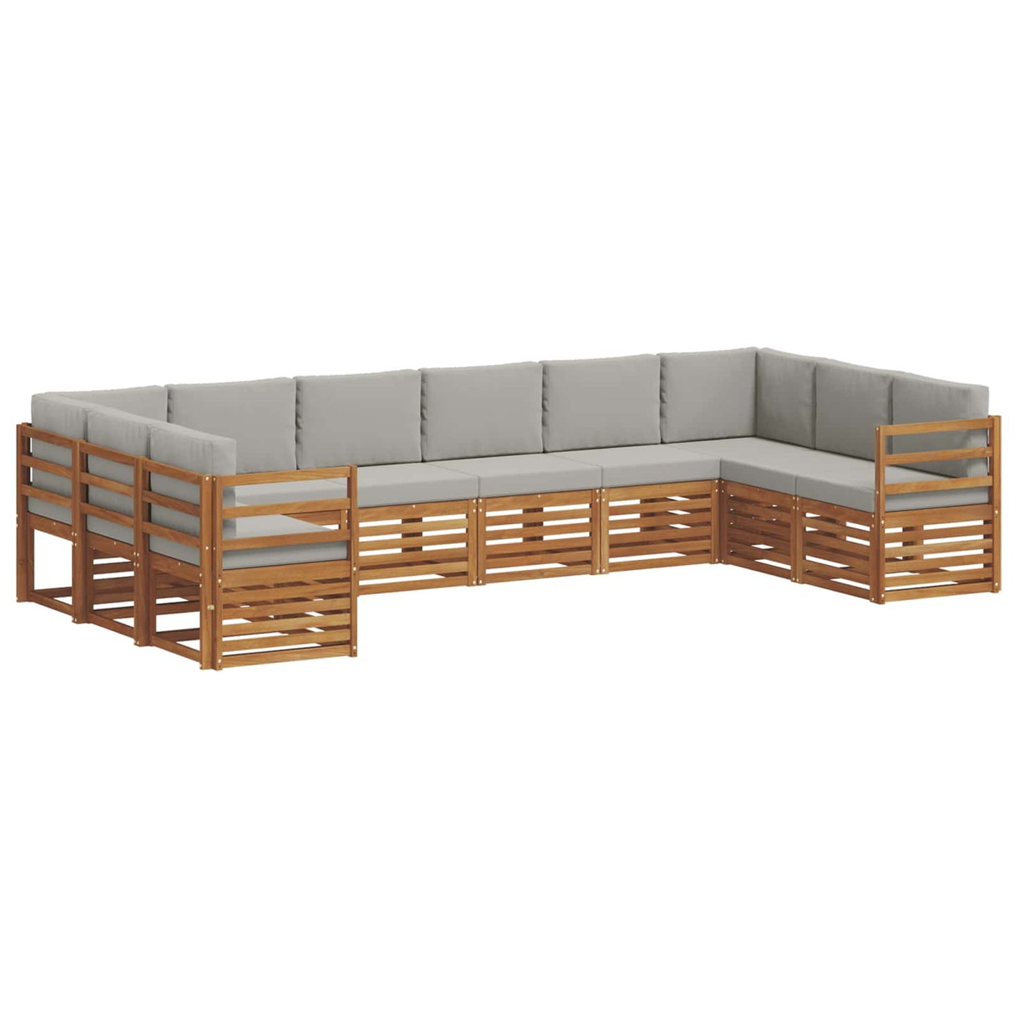 vidaXL Σαλονάκι Γωνιακού Καναπέ 10 pcs Φυσικό και Ανοιχτό Γκρι