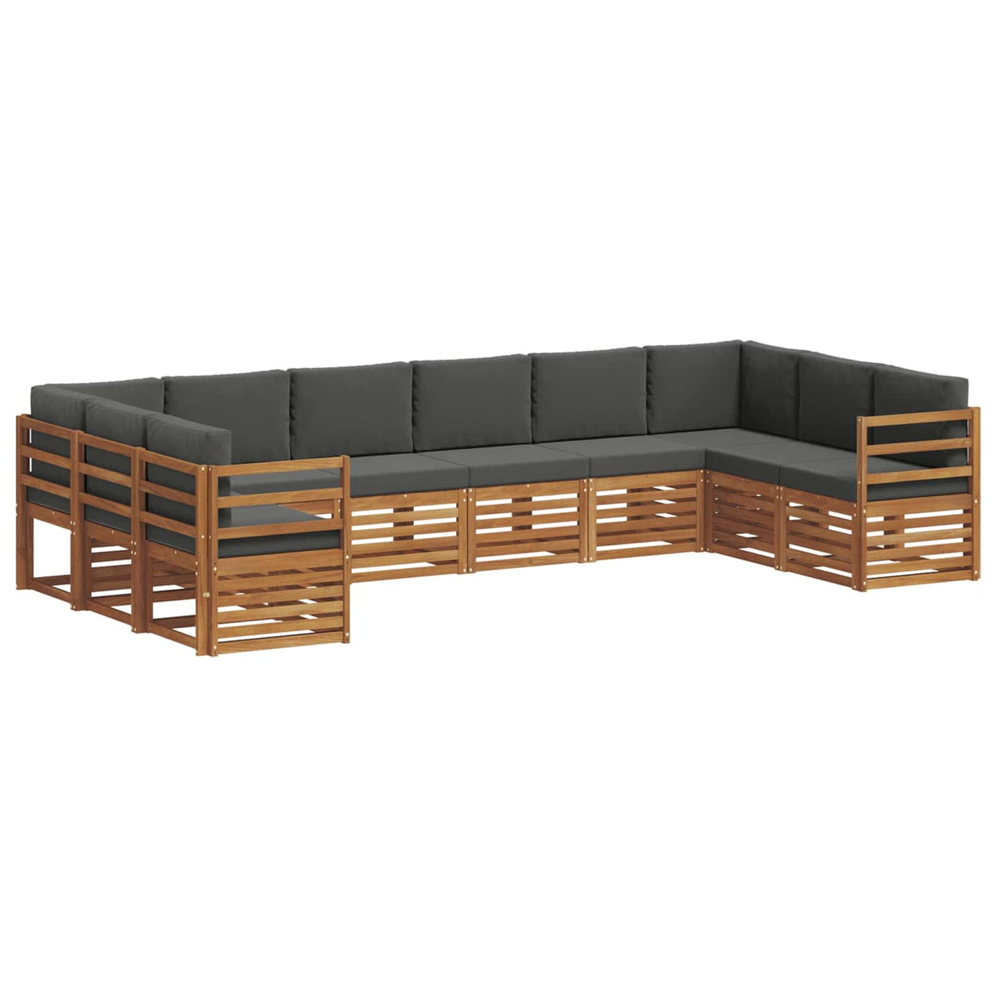vidaXL Σαλονάκι Γωνιακού Καναπέ με μαξιλάρι 10 pcs Φυσικό και Ανθρακί