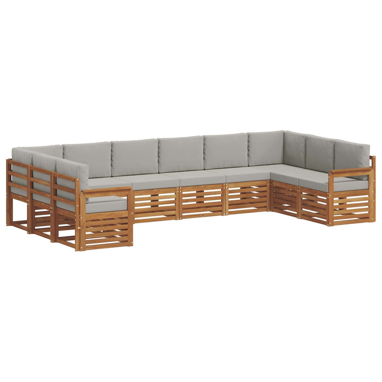 vidaXL Σαλονάκι Γωνιακού Καναπέ 10 pcs Φυσικό και Ανοιχτό Γκρι