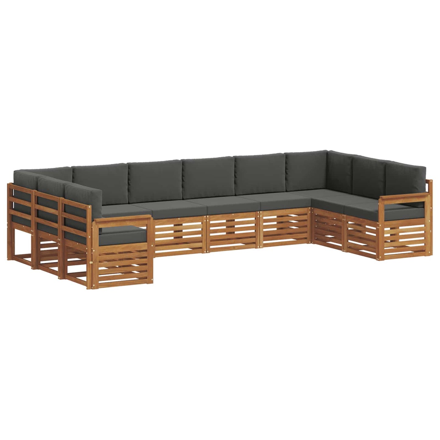 vidaXL Σαλονάκι Γωνιακού Καναπέ με μαξιλάρι 10 pcs Φυσικό και Ανθρακί