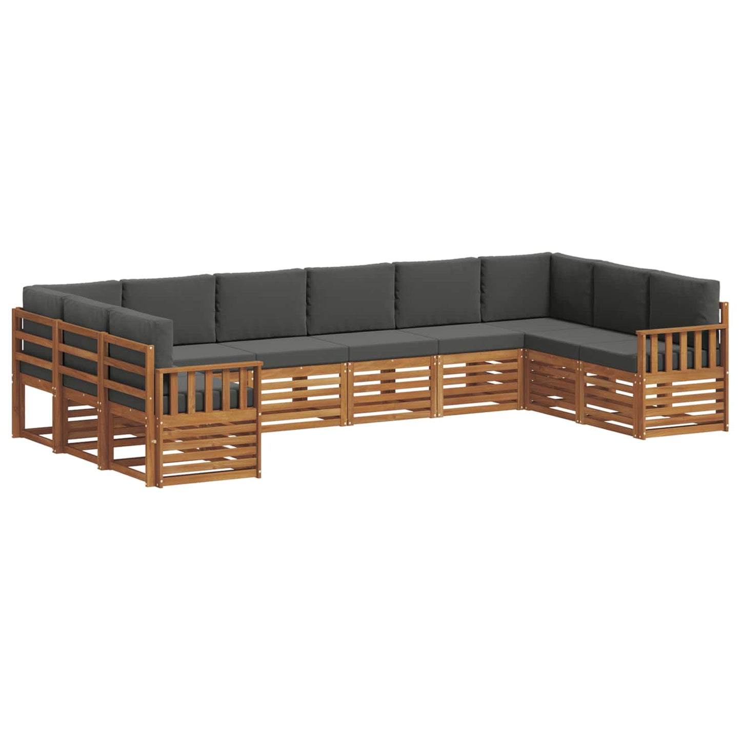 vidaXL Σαλονάκι Γωνιακού Καναπέ με μαξιλάρι 10 pcs Φυσικό και Ανθρακί