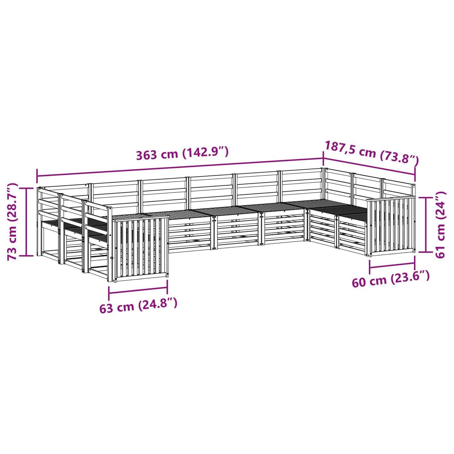 vidaXL Σαλονάκι Γωνιακού Καναπέ 10 pcs Φυσικό