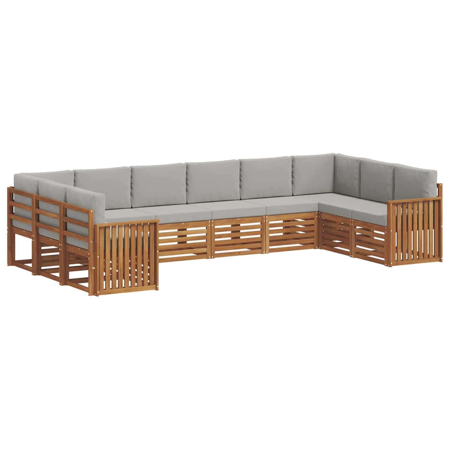 vidaXL Σαλονάκι Γωνιακού Καναπέ 10 pcs Φυσικό και Ανοιχτό Γκρι