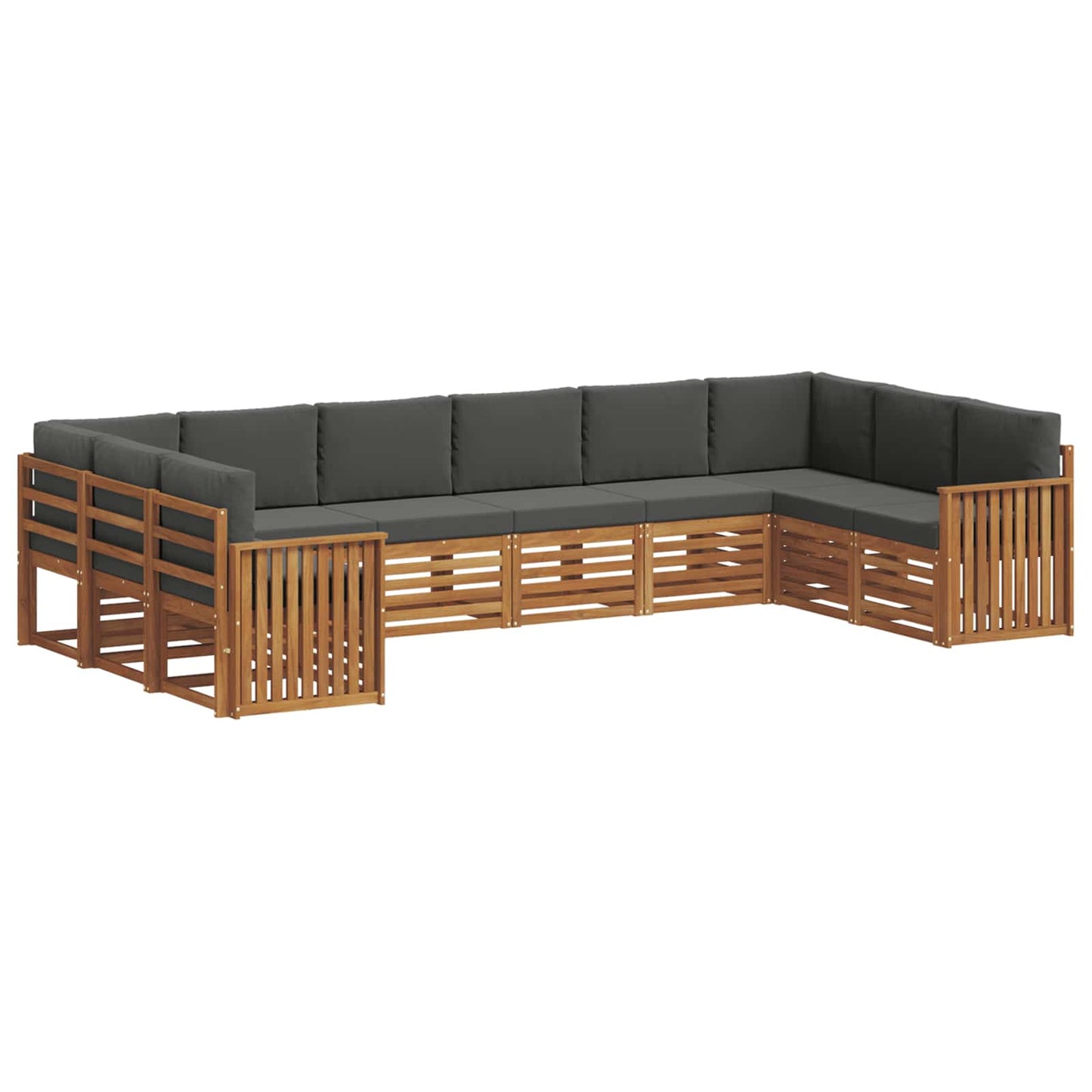 vidaXL Σαλονάκι Γωνιακού Καναπέ με μαξιλάρι 10 pcs Φυσικό και Ανθρακί