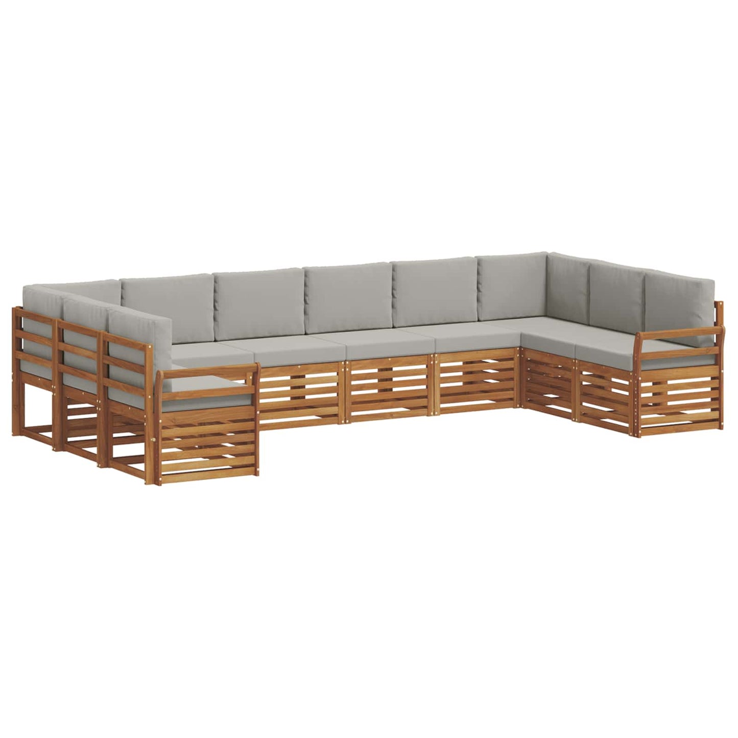 vidaXL Σαλονάκι Γωνιακού Καναπέ 10 pcs Φυσικό και Ανοιχτό Γκρι