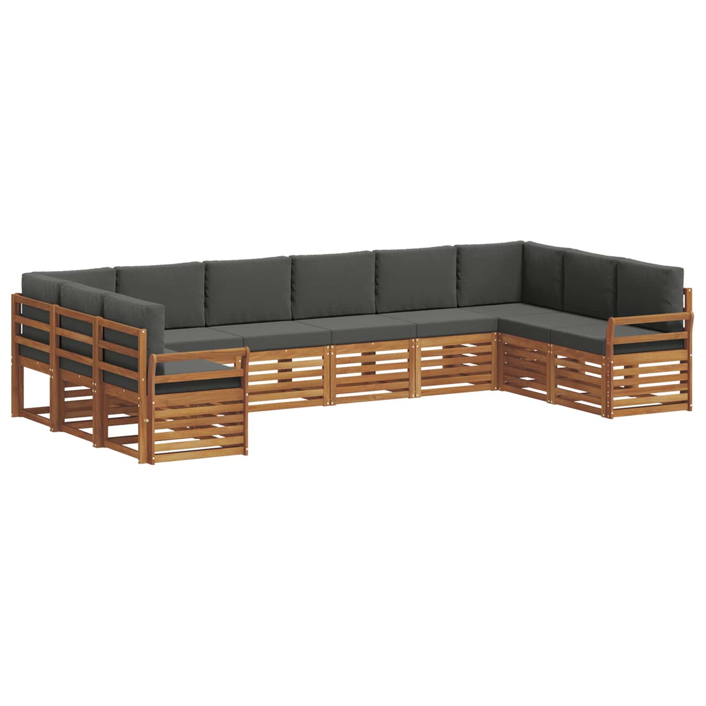 vidaXL Σαλονάκι Γωνιακού Καναπέ με μαξιλάρι 10 pcs Φυσικό και Ανθρακί