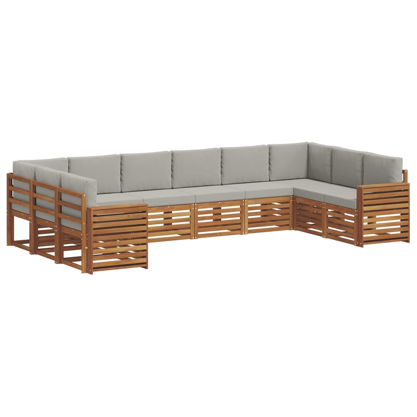 vidaXL Σαλονάκι Γωνιακού Καναπέ 10 pcs Φυσικό και Ανοιχτό Γκρι