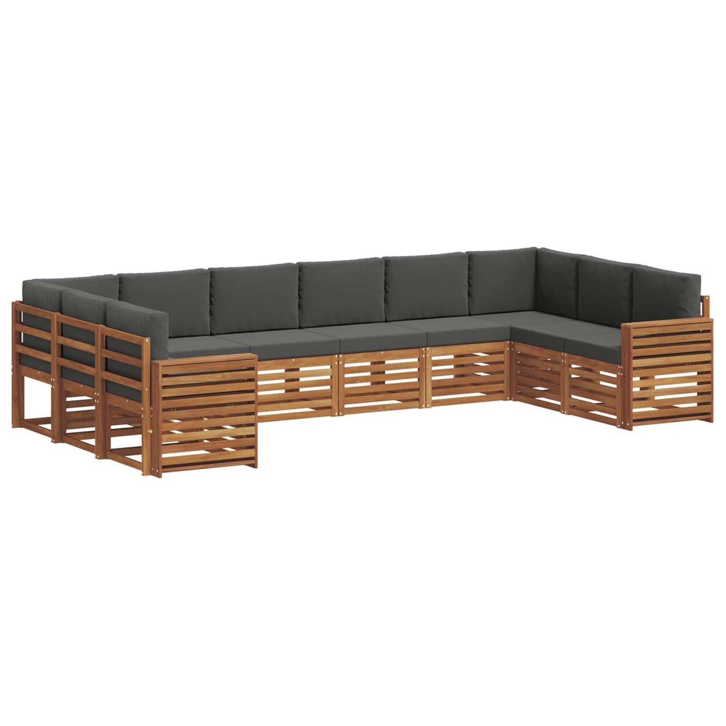 vidaXL Σαλονάκι Γωνιακού Καναπέ με μαξιλάρι 10 pcs Φυσικό και Ανθρακί