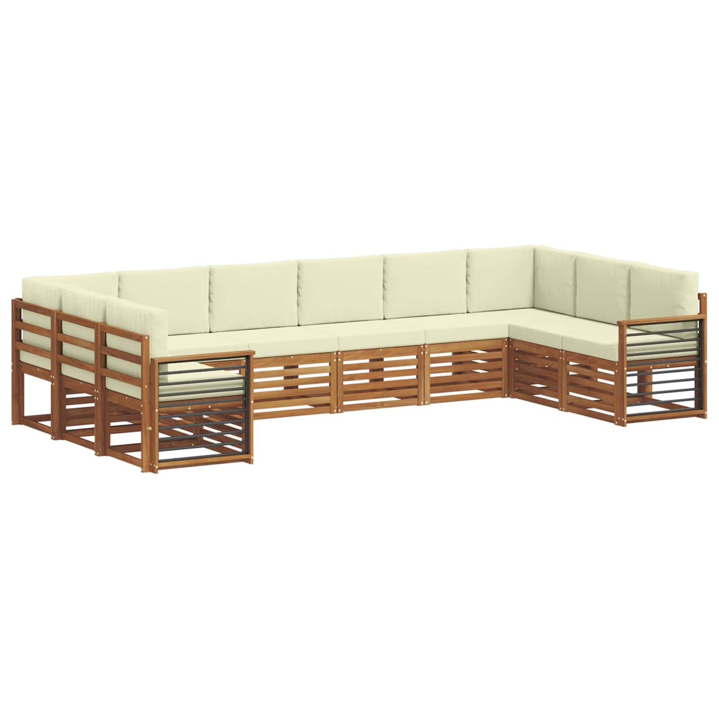 vidaXL Σαλονάκι Γωνιακού Καναπέ με μαξιλάρι 10 pcs Φυσικό και Κρέμα
