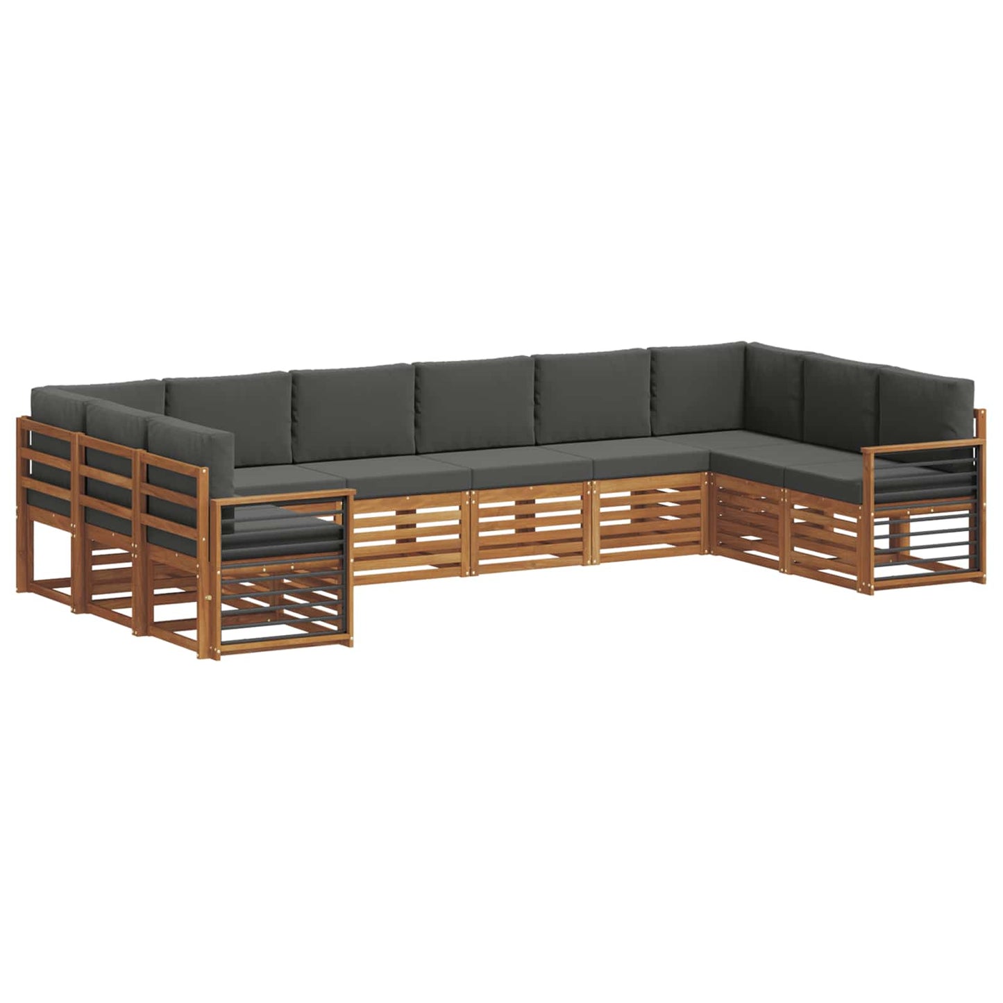 vidaXL Σαλονάκι Γωνιακού Καναπέ με μαξιλάρι 10 pcs Φυσικό και Ανθρακί